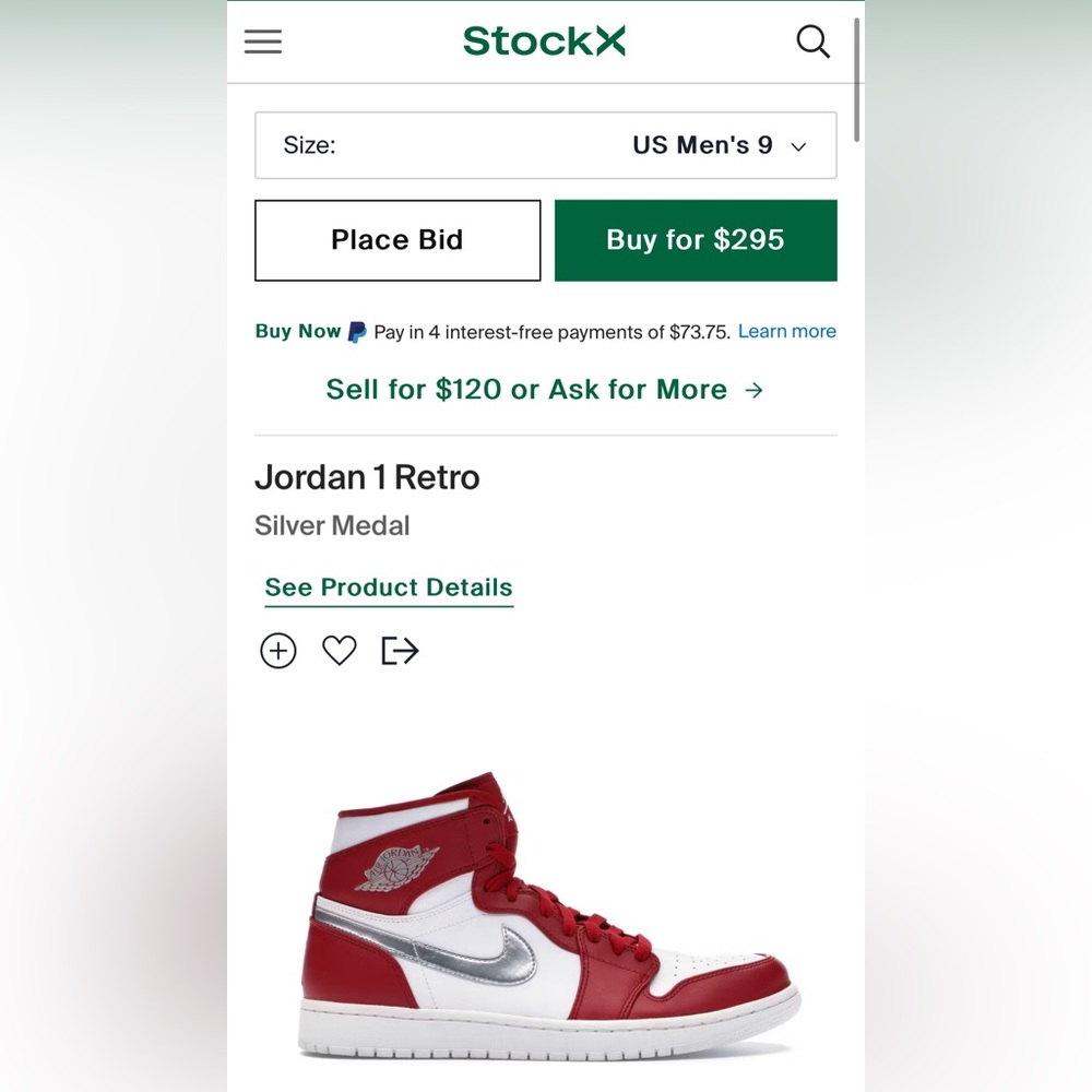 Jordan 1 Retro Silver Medal
